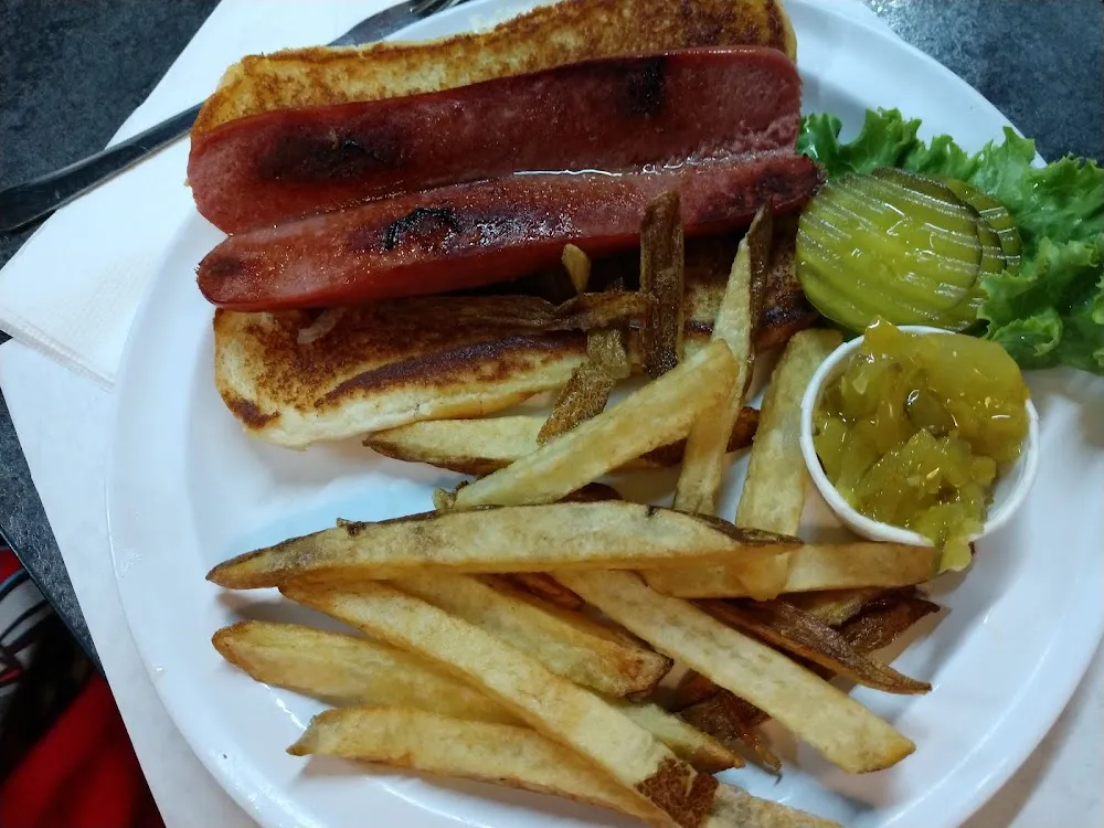 Hot Dog on a Bun with Fries